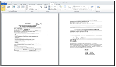 Screenshot depicting paste function in MS Word